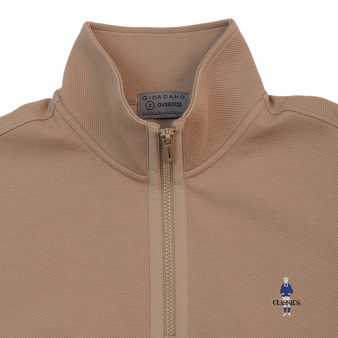 GIORDANO Men's Classic Man Textured Jacquard Mock Neck Oversize Sweatshirt (01025612)