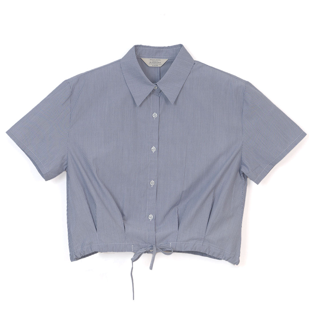GIORDANO Women's Bamboo Polyester Acute Collar Short Sleeves Boyfriend Fit Shirt (05346220)