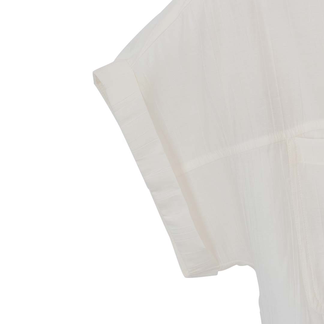 GIORDANO Women's Rayon Nylon Acute Collar Short Sleeves Loose Fit With Tie Shirt (05346215)