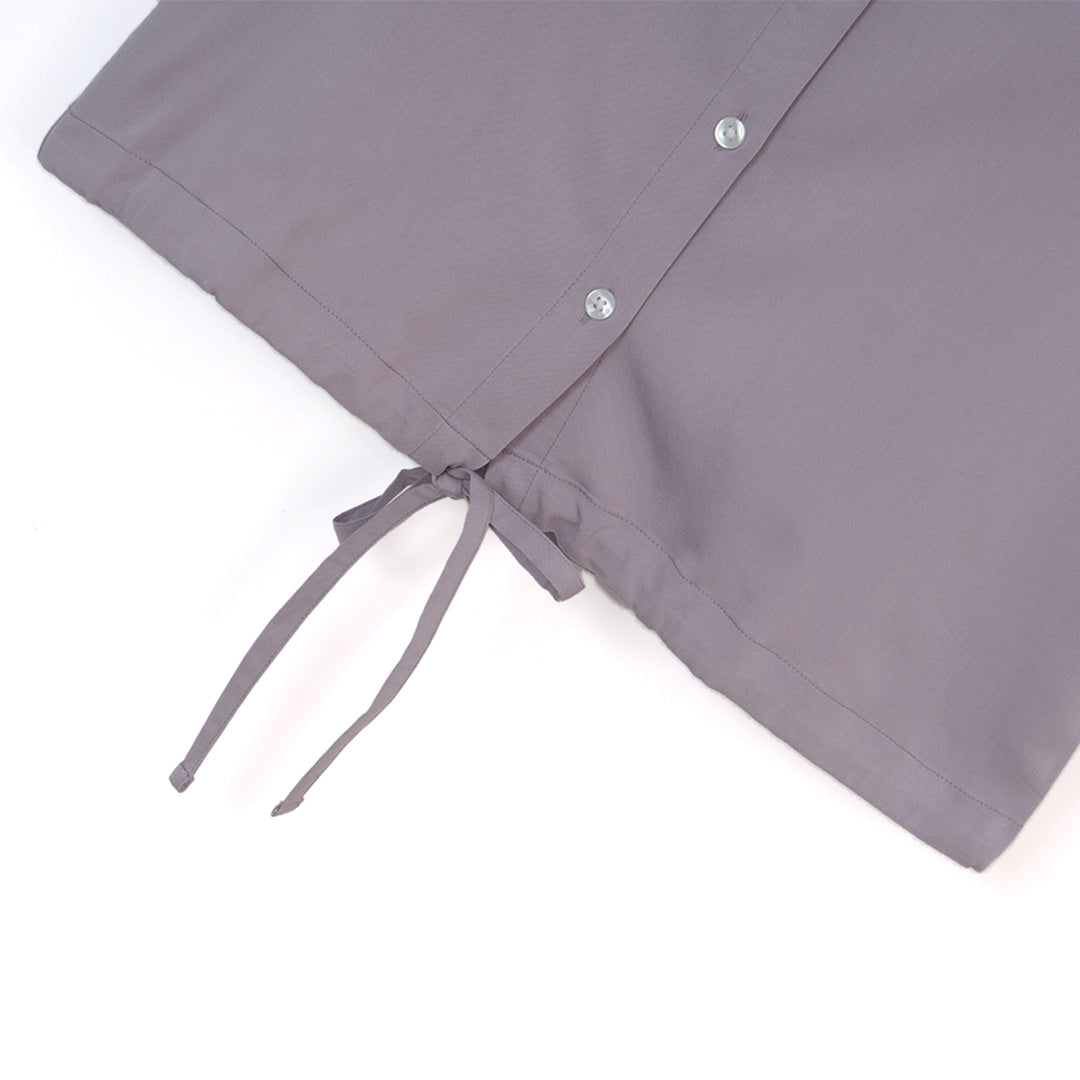 GIORDANO Women's Twill Acute Collar Long Sleeves Boyfriend Fit Drawstring Hem Shirt (05345021)