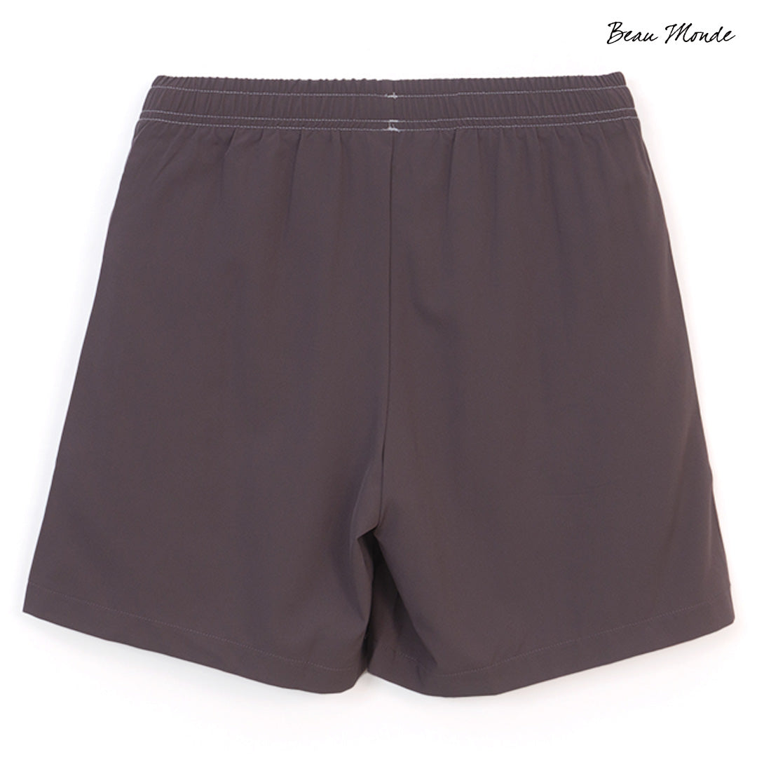 GIORDANO Women's Beau Monde Polyester Spandex Plain Weave Mid Rise Elastic Waist Shorts (13405324)
