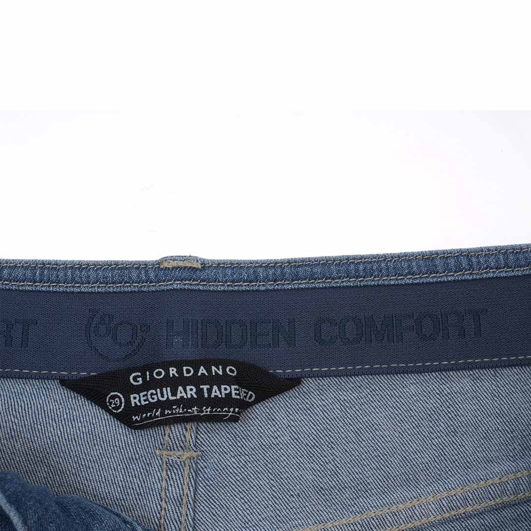 GIORDANO Men's Cotton Elastane Denim Mid Rise Regular Tapered Fit Jeans (01116051)
