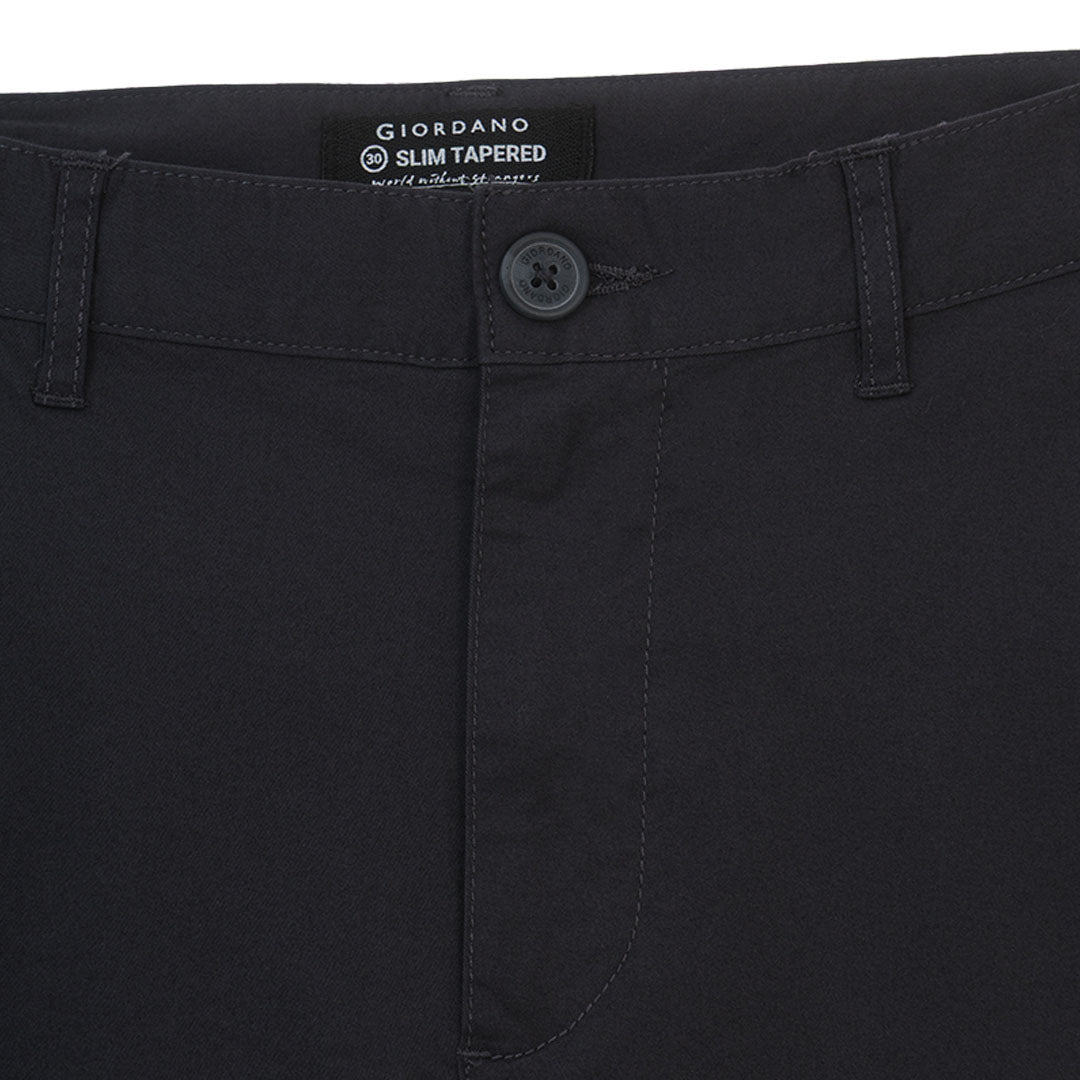 GIORDANO Men's Cotton Twill Low Rise Slim Tapered Crop Pants (01126001)
