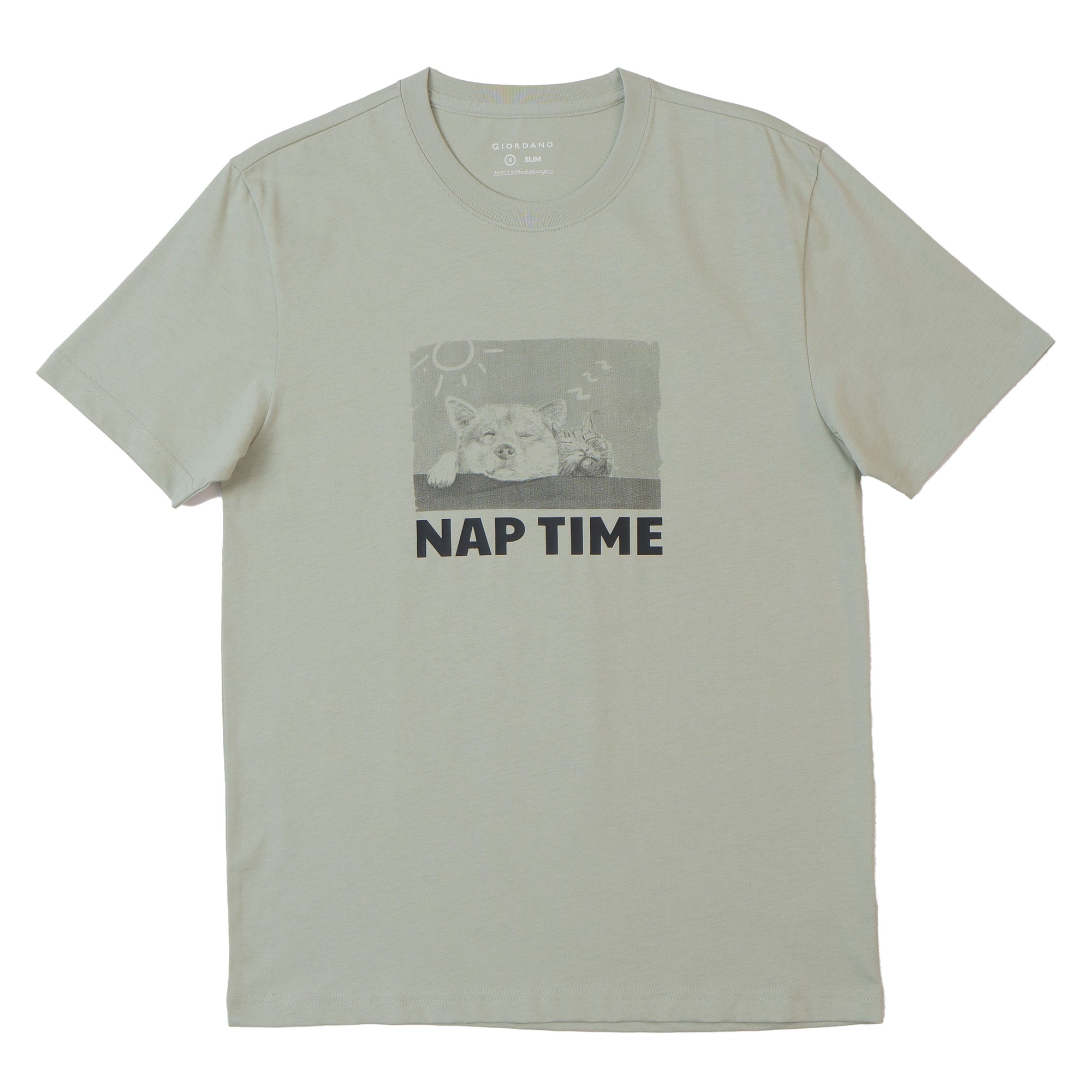 GIORDANO Men's Crew Neck Slim Fit Message Printed Tee (01095312)