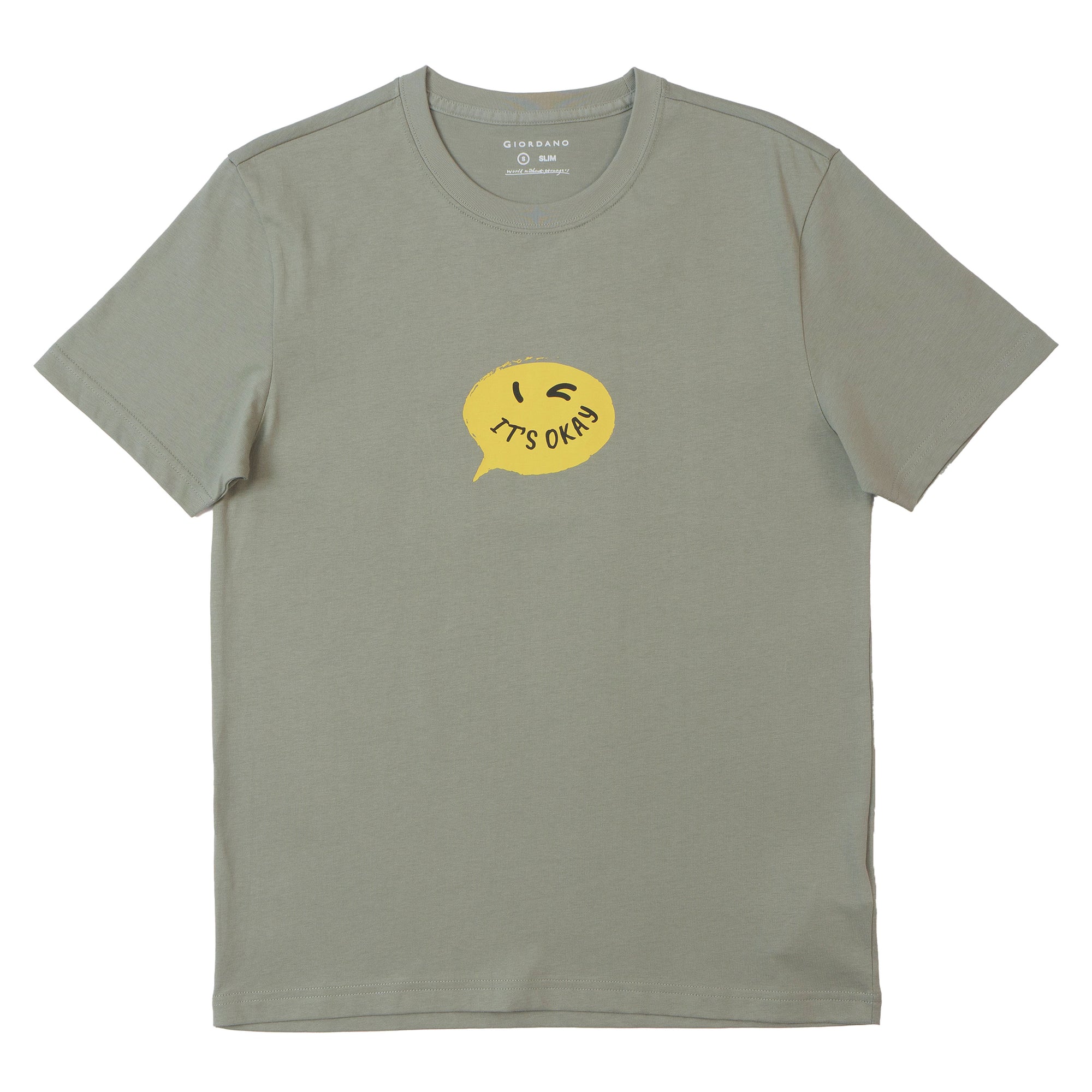 GIORDANO Men's Crew Neck Slim Fit Message Printed Tee (01095312)