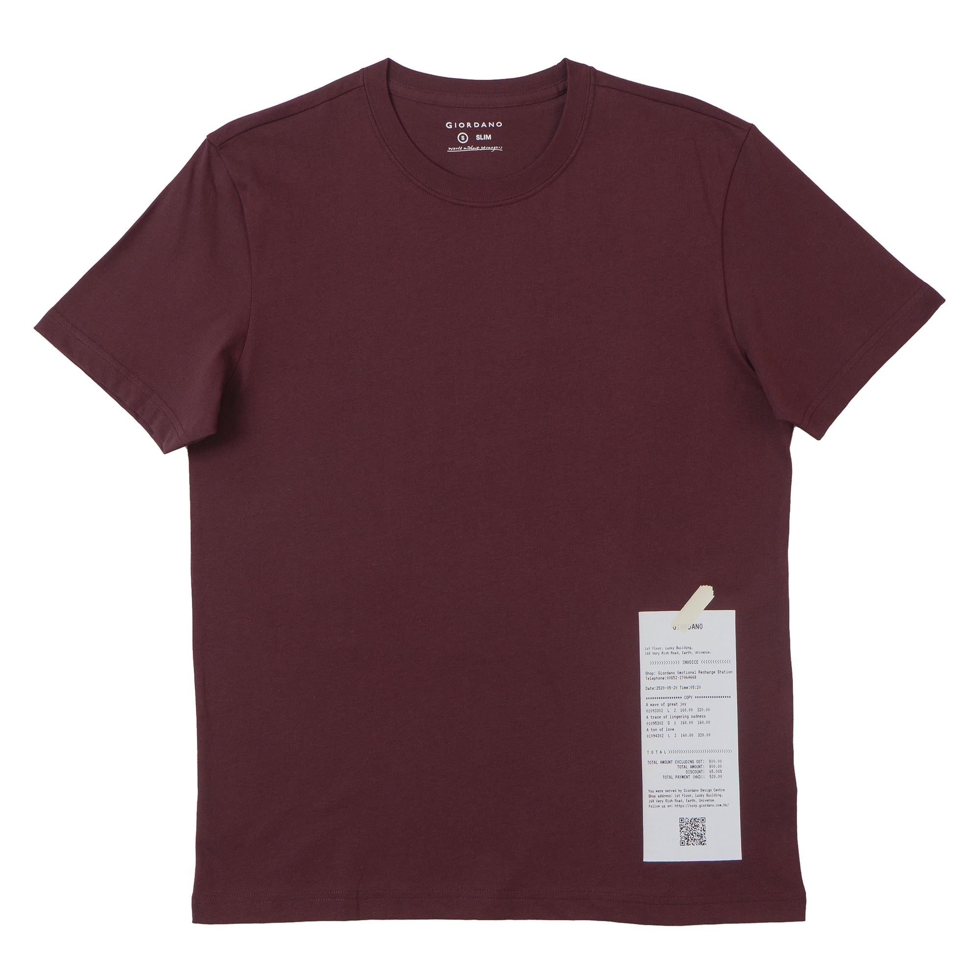 GIORDANO Men's Crew Neck Slim Fit Message Printed Tee (01095312)