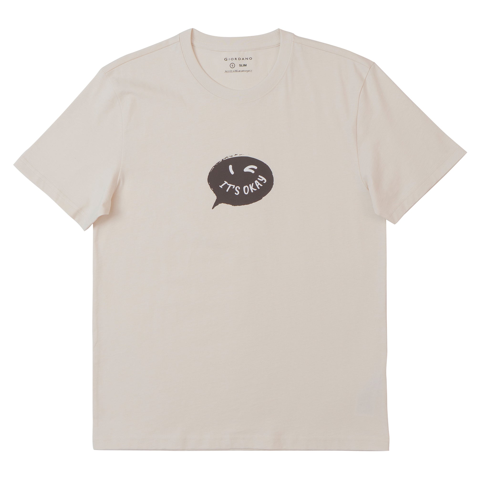 GIORDANO Men's Crew Neck Slim Fit Message Printed Tee (01095312)