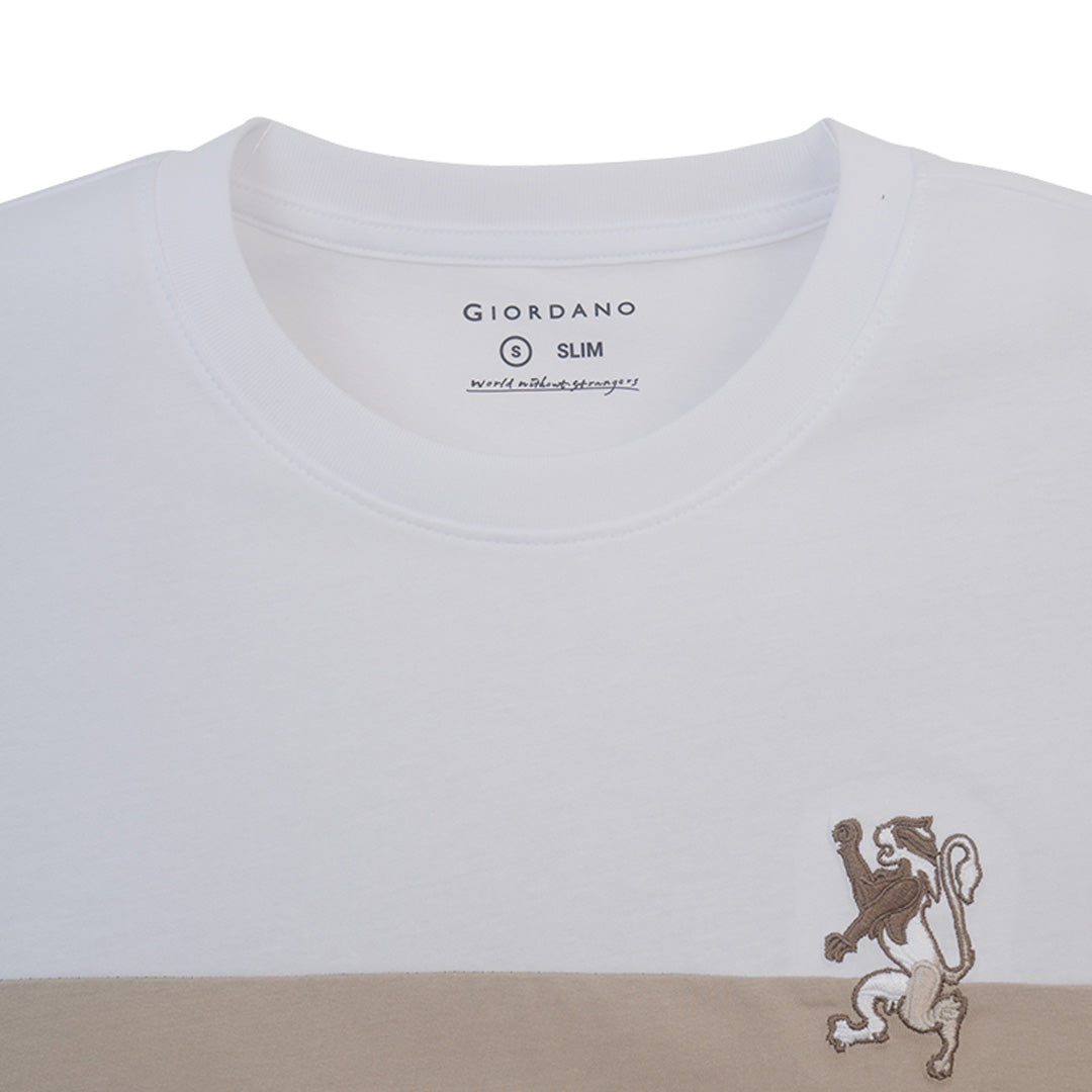 GIORDANO Men's Cotton Jersey Crew Neck Short Sleeve Color Blocking (01026204)