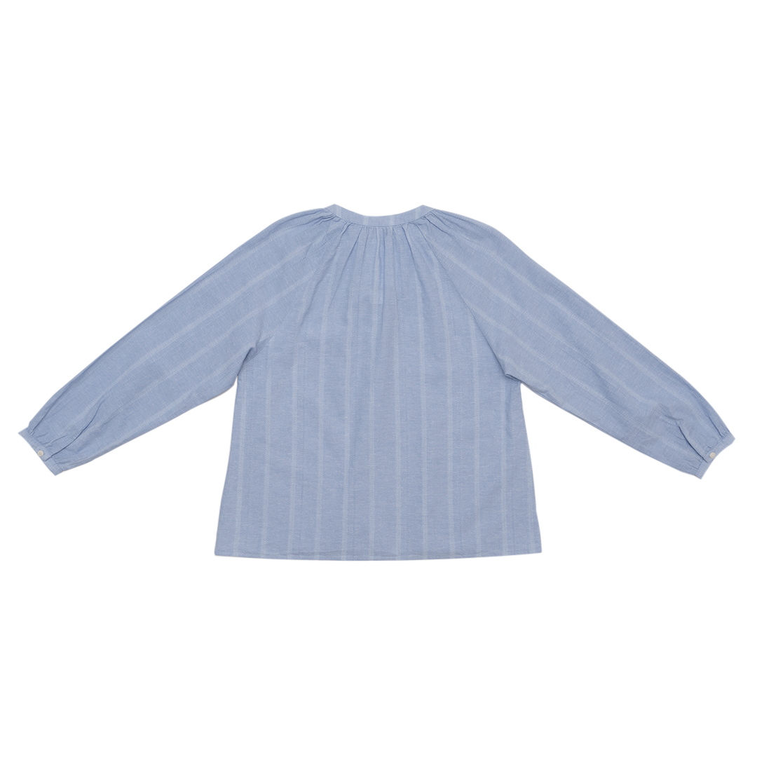 GIORDANO Women's Cotton Linen V-Neck Long Sleeves Loose Fit Half Placket Shirt (05345222)