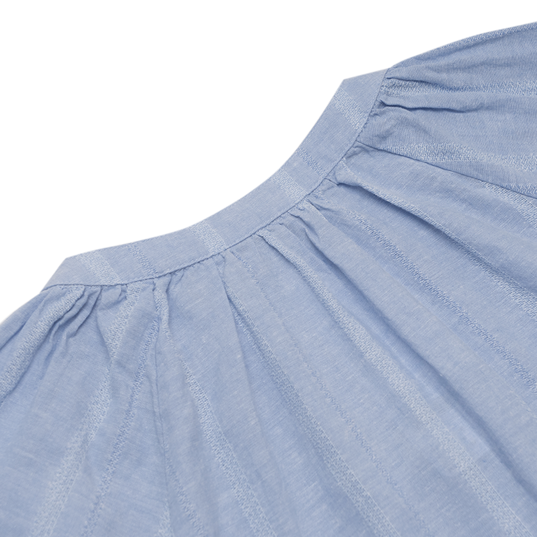 GIORDANO Women's Cotton Linen V-Neck Long Sleeves Loose Fit Half Placket Shirt (05345222)