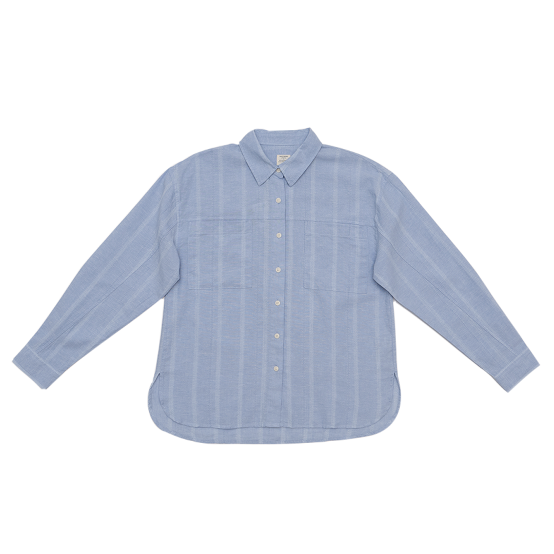 GIORDANO Women's Cotton Linen Acute Collar Long Sleeves Loose Fit Shirt (05345223)