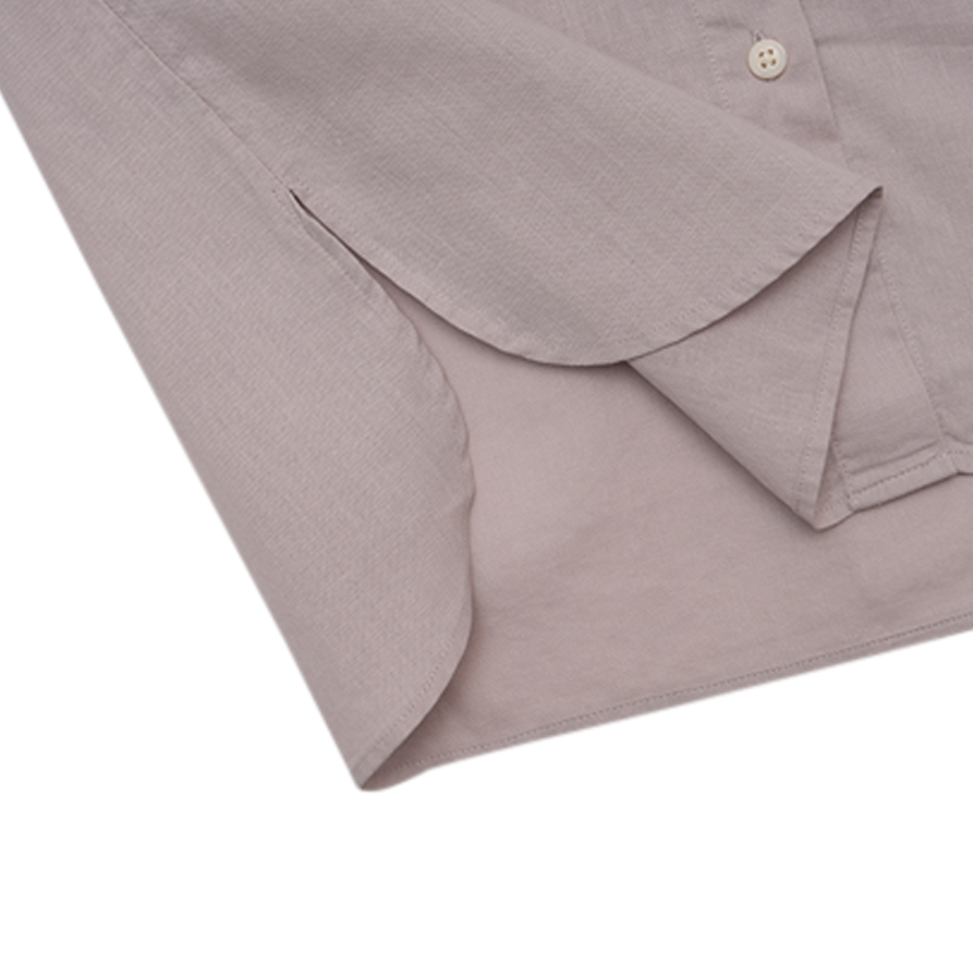 GIORDANO Women's Cotton Linen Acute Collar Long Sleeves Loose Fit Shirt (05345202)