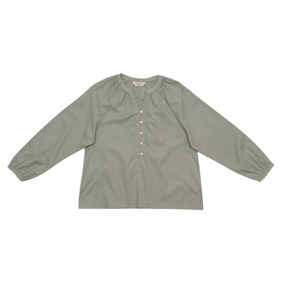 GIORDANO Women's Cotton Linen V-Neck Long Sleeves Loose Fit Half Placket Shirt  (05345214)