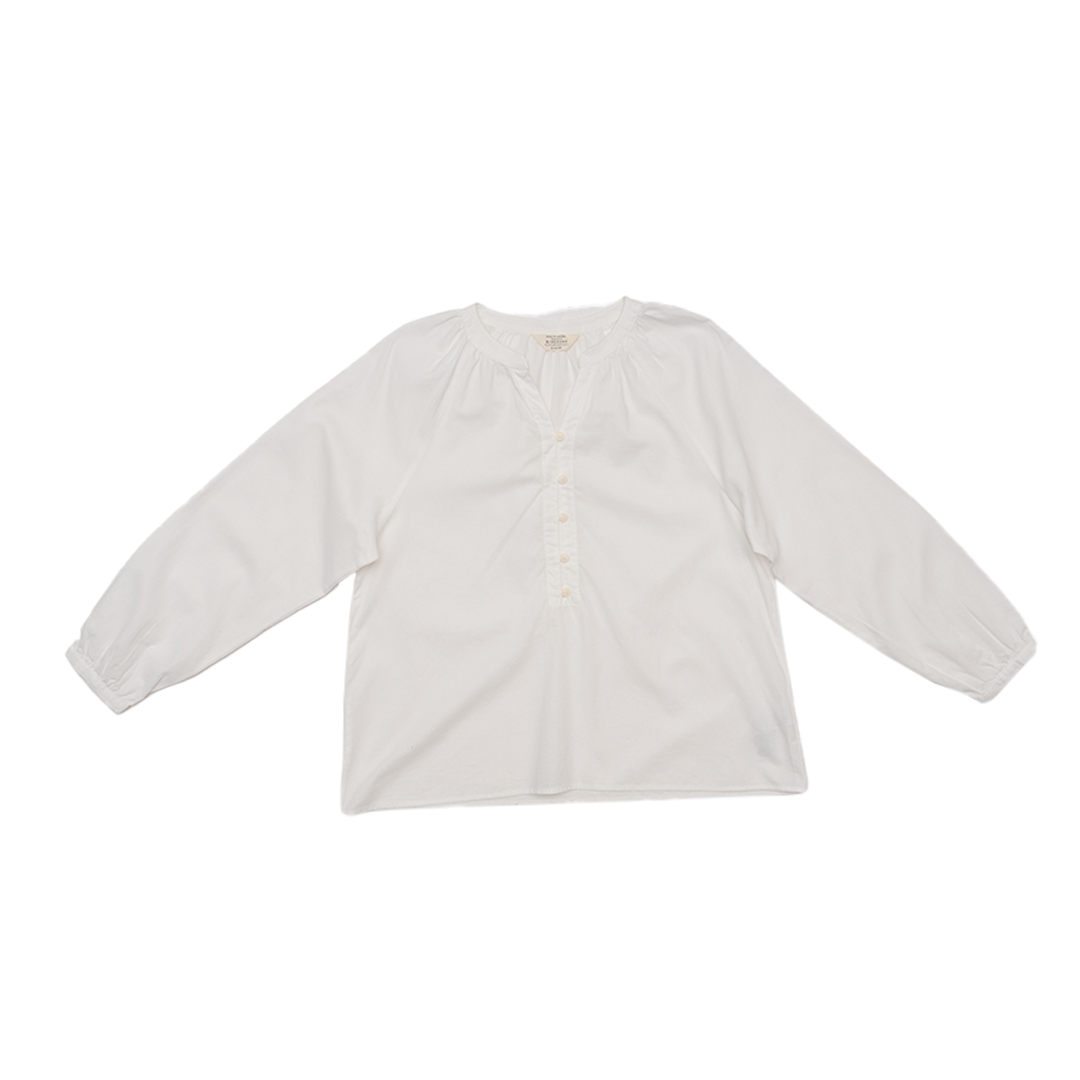 GIORDANO Women's Cotton Linen V-Neck Long Sleeves Loose Fit Half Placket Shirt (05345214)