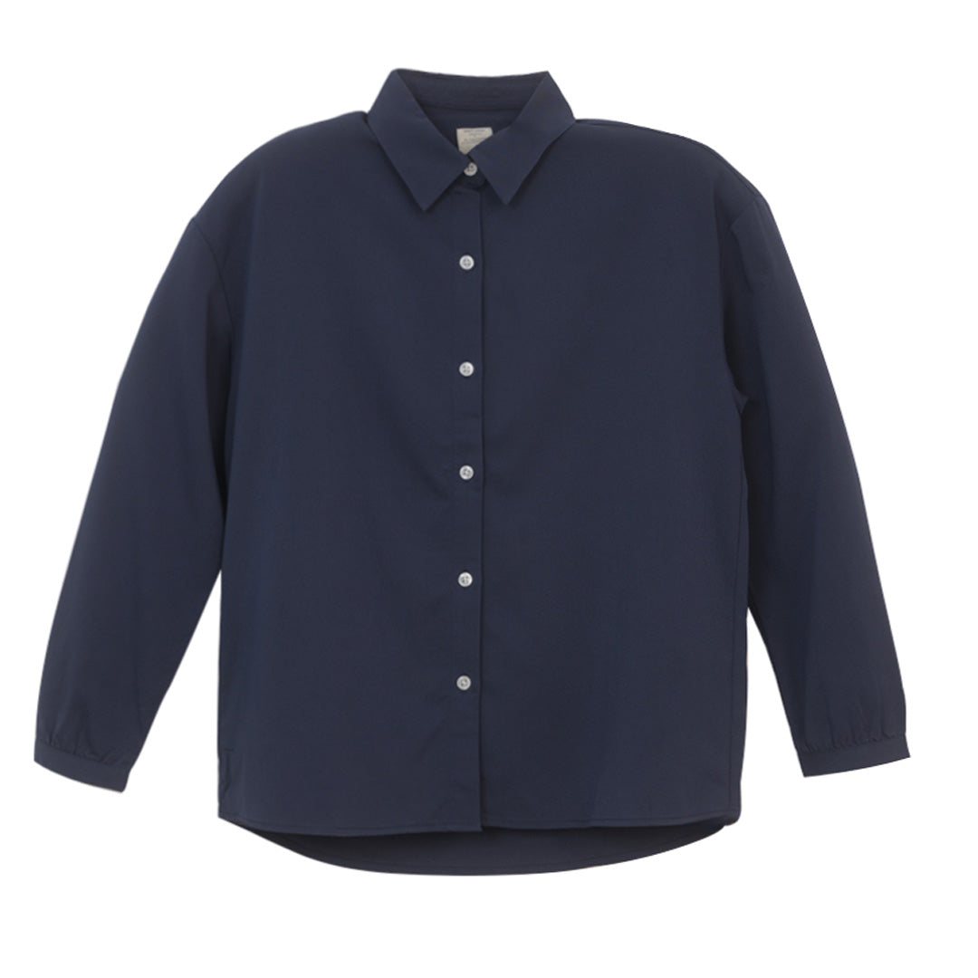GIORDANO Women's Twill Acute Collar Long Sleeves Loose Fit Shirt (05345023)