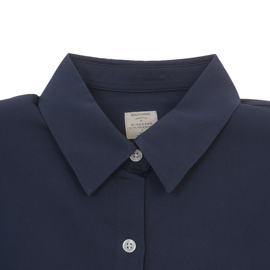 GIORDANO Women's Twill Acute Collar Long Sleeves Loose Fit Shirt (05345023)