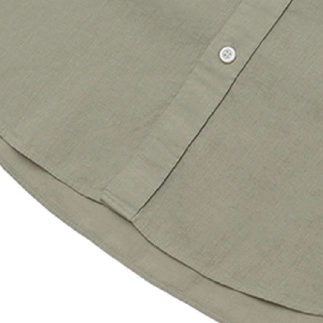 GIORDANO Men's Linen Cotton Poplin Stand Collar Short Sleeves Shirt (01045204)