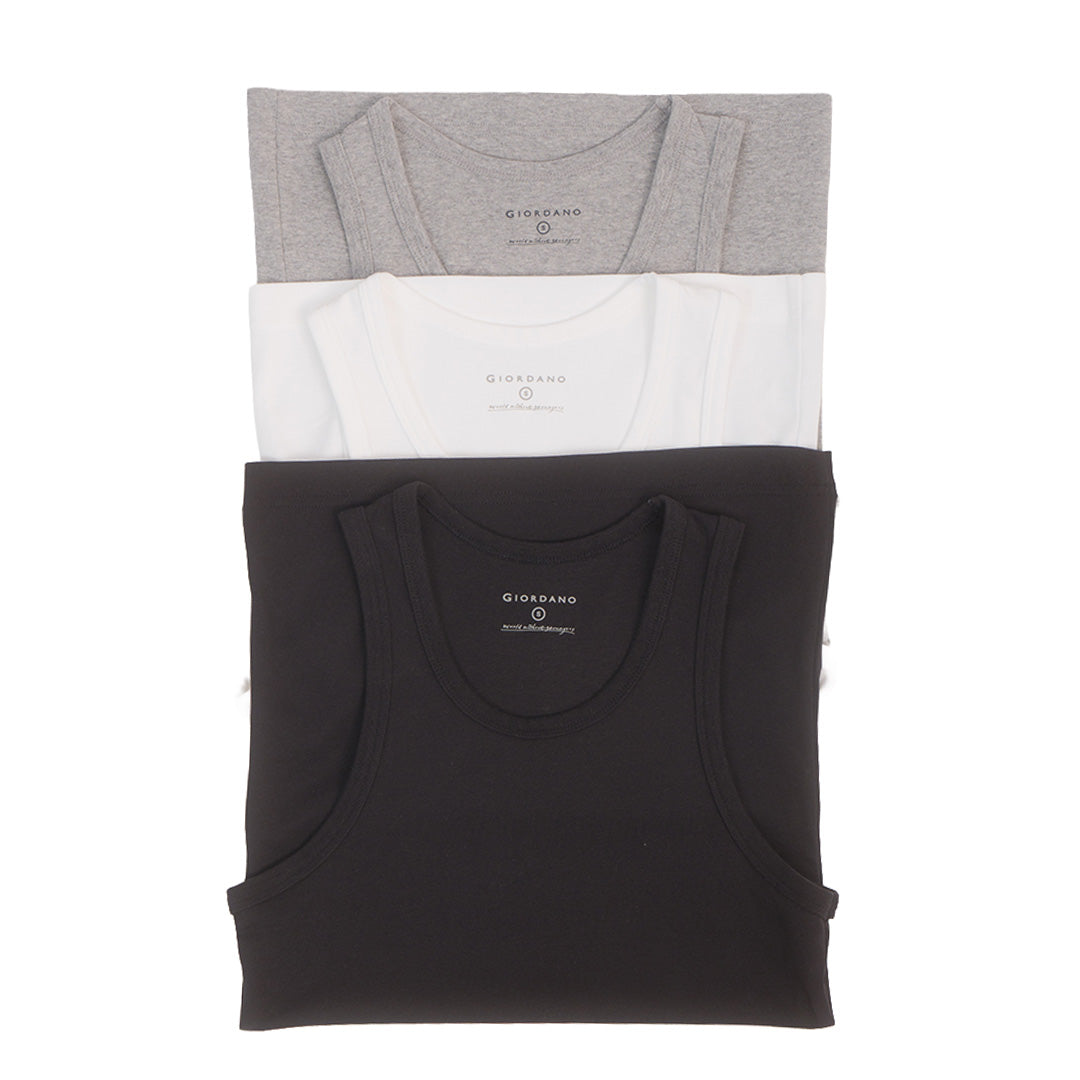 GIORDANO Men's 3-in-a-Pack Slim Fit Tank Top (01246025)