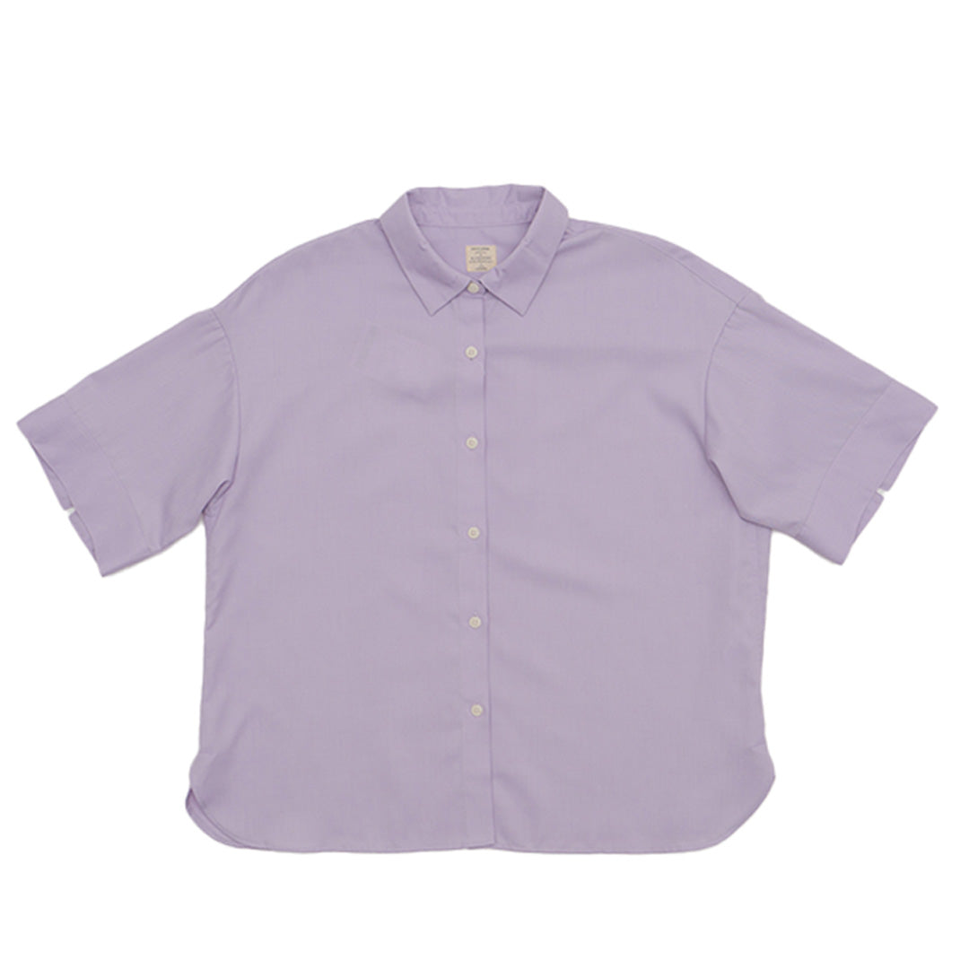 GIORDANO Women's Twill Acute Collar Short Sleeves Loose Fit Shirt (05345204)