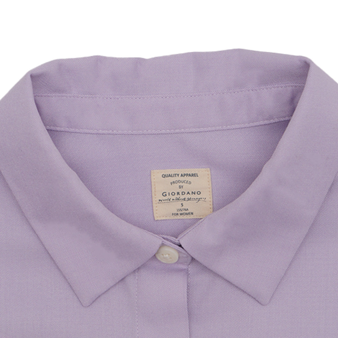 GIORDANO Women's Twill Acute Collar Short Sleeves Loose Fit Shirt (05345204)