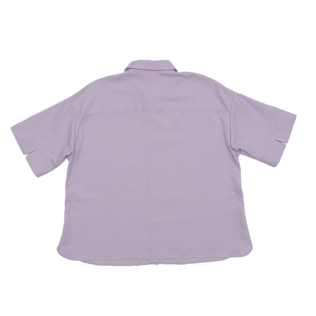 GIORDANO Women's Twill Acute Collar Short Sleeves Loose Fit Shirt (05345204)