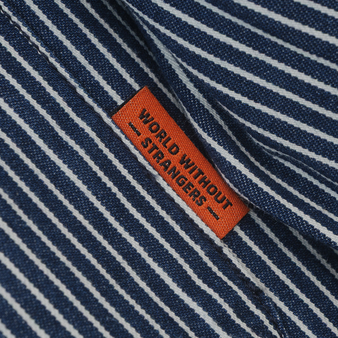 GIORDANO Men's Cotton Denim Band Collar Button Front Relax Fit Garment Wash Shirt (01043020)