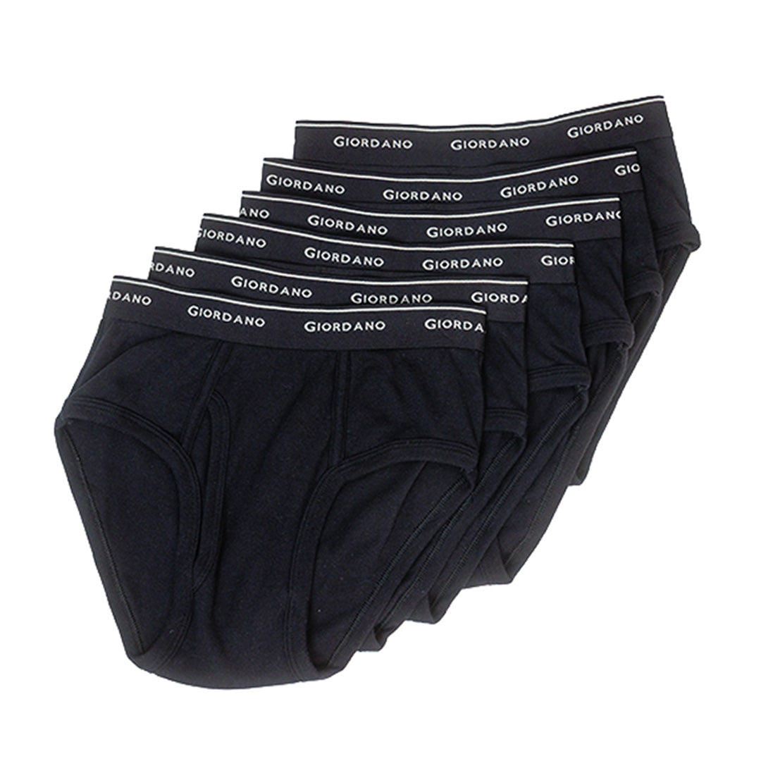 GIORDANO Men's Cotton Ribbed 6 in a Pack Essential Classic Brief (01176114)