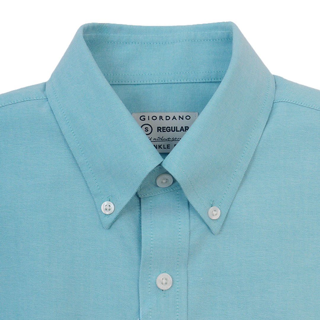 GIORDANO Men's Cotton Oxford Short Sleeves Regular Fit Wrinkle Free Shirt (01046208)