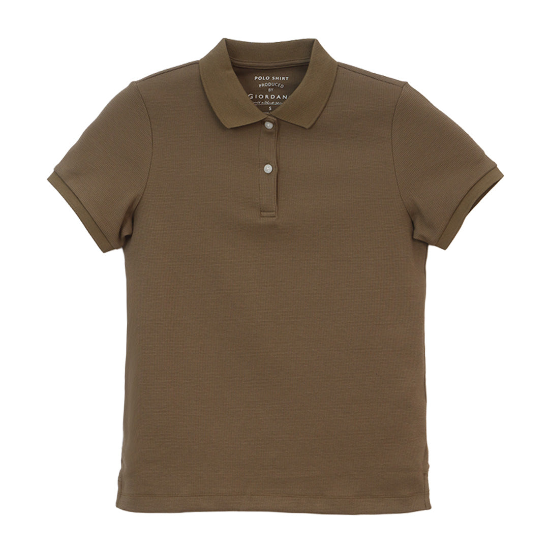 GIORDANO Women's Polyester Waffle Comfort Fit Solid Polo (05316295)