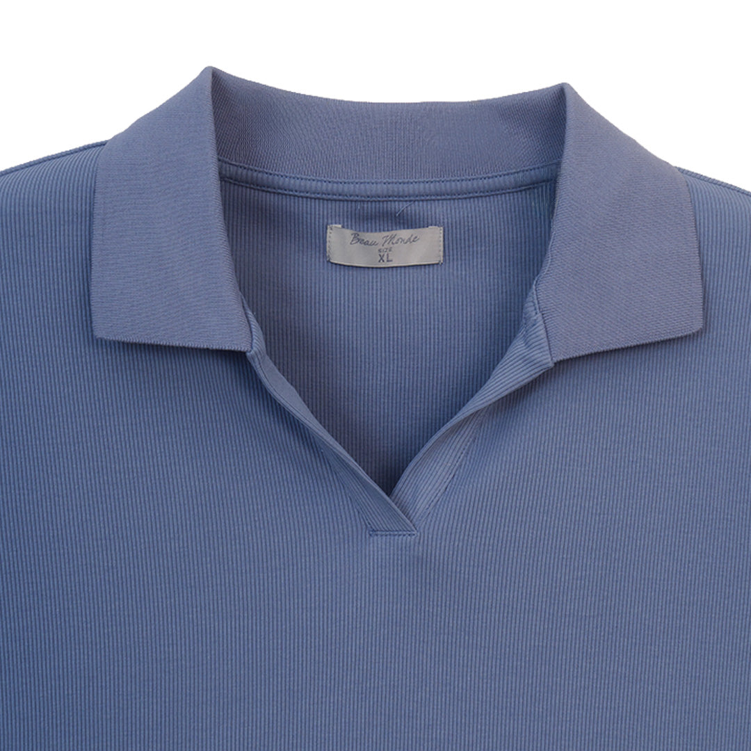 GIORDANO Women's Beau Monde Cotton Polyester Spandex Ribbed Slim Fit Solid Polo (13314207)