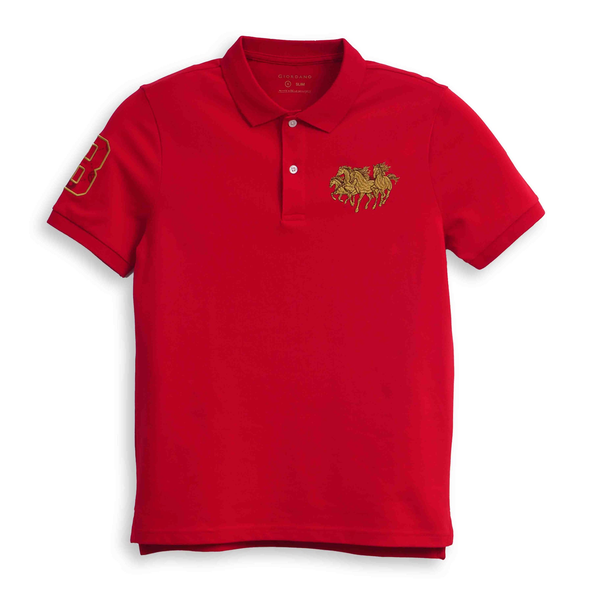 GIORDANO Men's LNY Slim Fit Bold Polo (01016160)