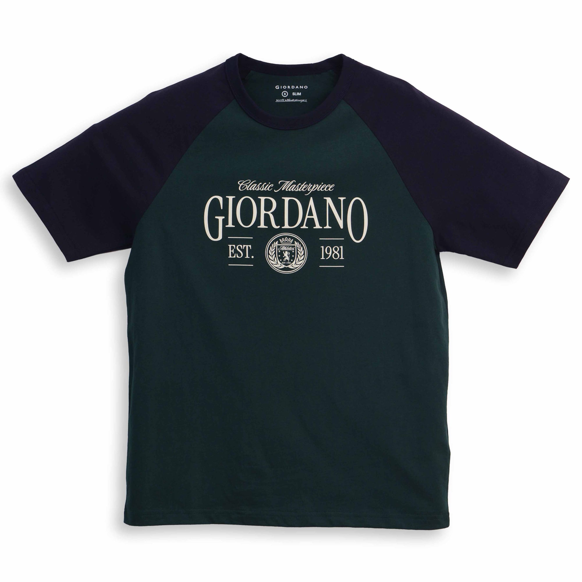 GIORDANO Men's Slim Fit Raglan Printed Tee (01096221)