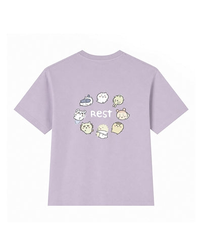 GIORDANO x Chiikawa Women's Cotton Blend Jersey Crew Neck Boyfriend Fit Printed Tee (05396406)