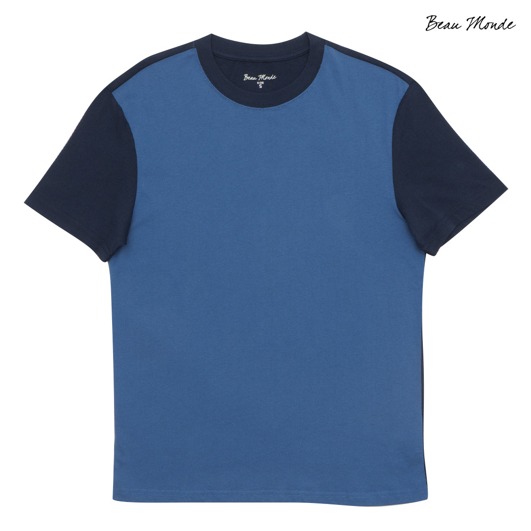 GIORDANO Men's Beau Monde Cotton Jersey Crew Neck Contrasting Color Tee (13024208)