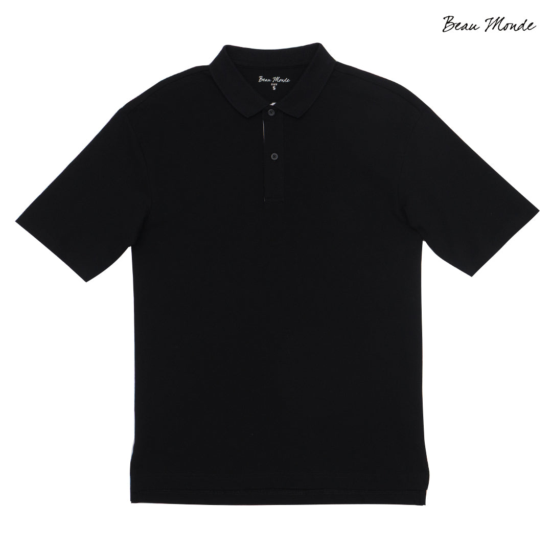 GIORDANO Men's Beau Monde Cotton Lycra Pique loose Fit Solid Polo (13014313)