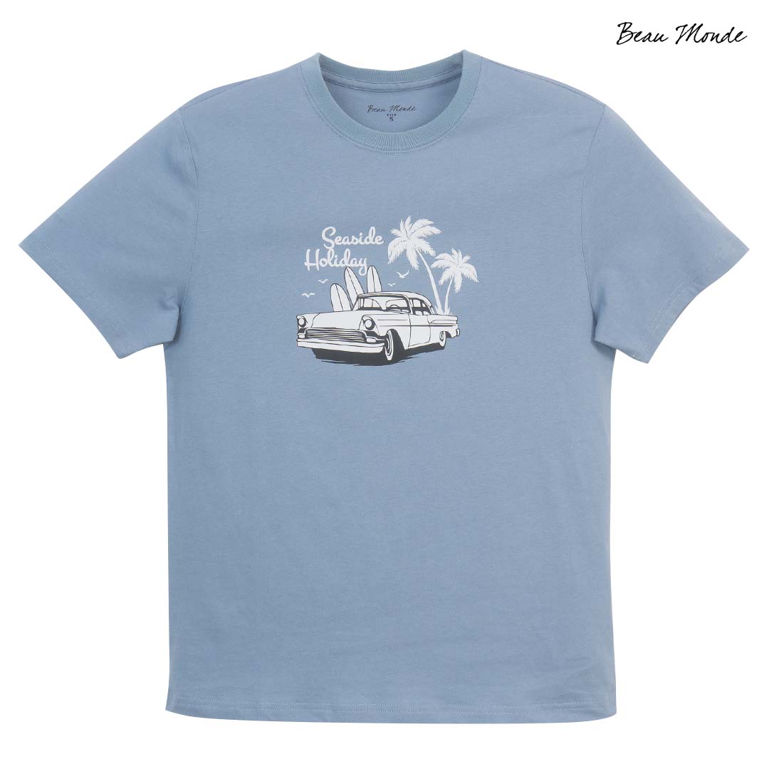 GIORDANO Men's Beau Monde Cotton Jersey Crew Neck Regular Fit Printed Tee (13095206)