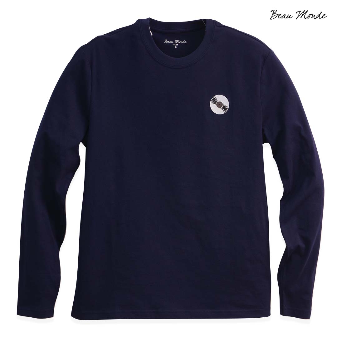 GIORDANO Men's Beau Monde Cotton Jersey Crew Neck Long Sleeves Printed Tee (13024790)