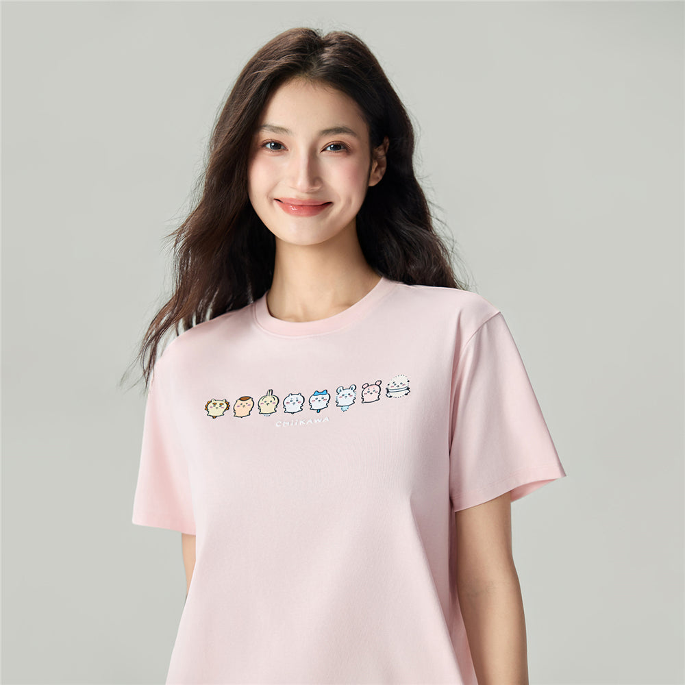 GIORDANO x Chiikawa Women's Sorona Jersey Crew Neck Boyfriend Fit Printed Tee (05396403)