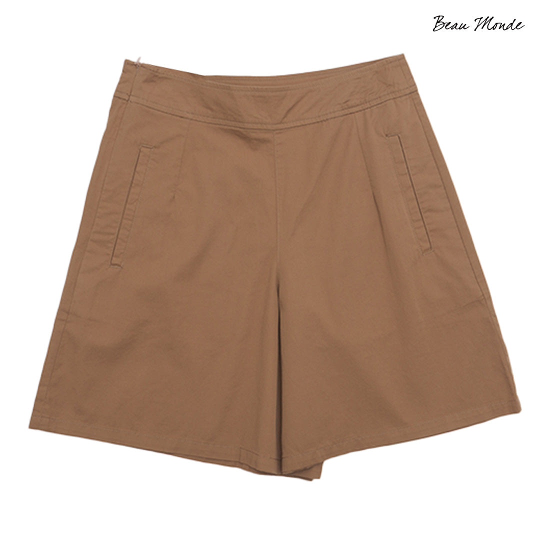 GIORDANO Women's Beau Monde Cotton Twill Mid Rise Loose Fit Zipper Shorts (13404222)