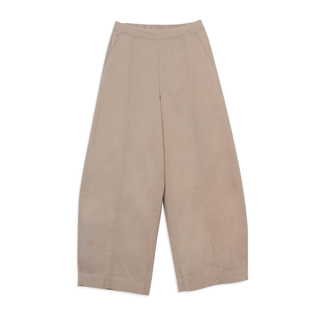 GIORDANO Women's Cotton Twill High Waist Roomy Fit Elastic Waist Pants (05416015)