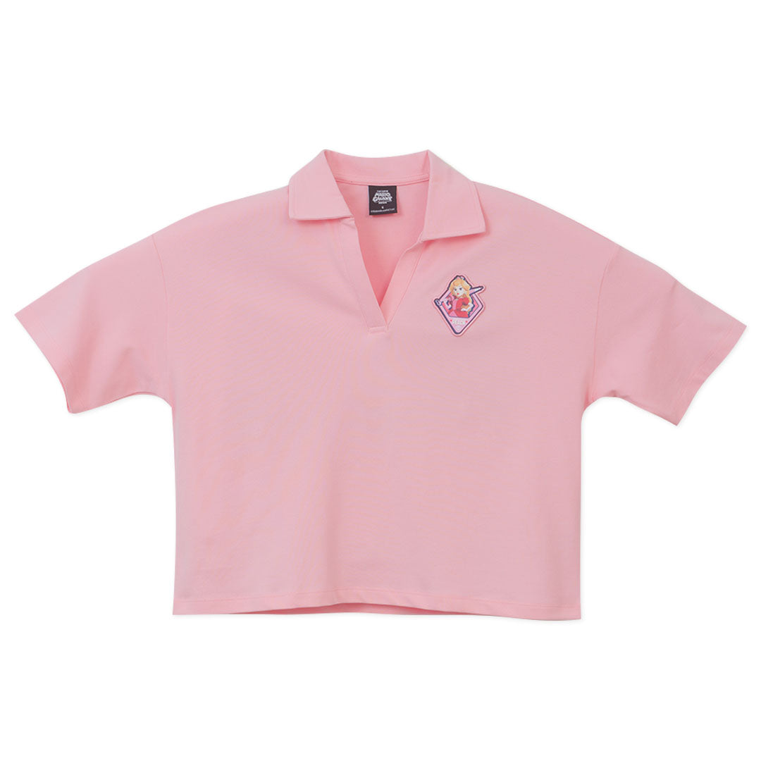 GIORDANO Women's Super Mario Cotton Lycra Short Sleeve Loose Fit Solid Polo (05316488)