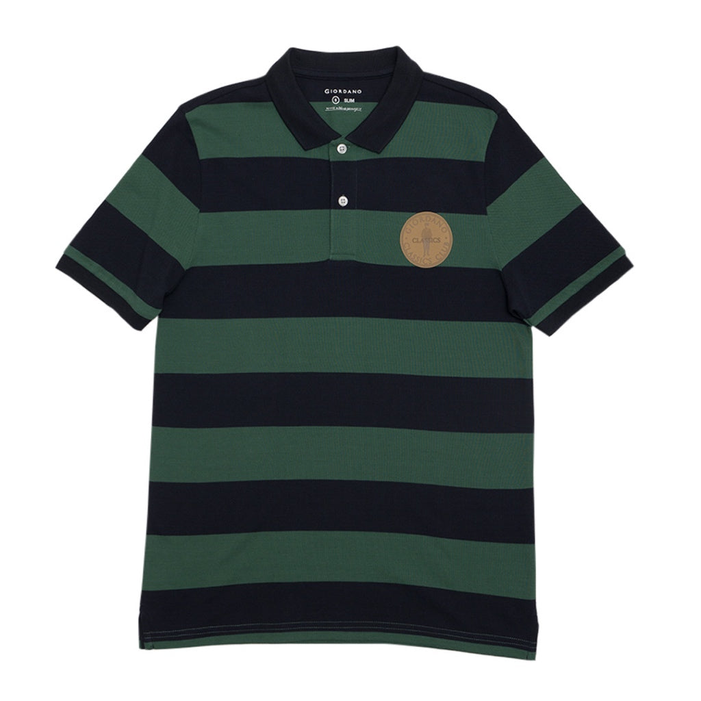 GIORDANO Men's Classic Man Embroidery Bold Polo (01014232) - 19 - Signature Navy / Smoke Pine