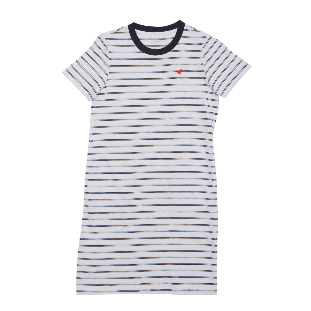 GIORDANO Women's Frog Stripe Cotton Jersey Crew Neck Comfort Fit Dress (05465807)