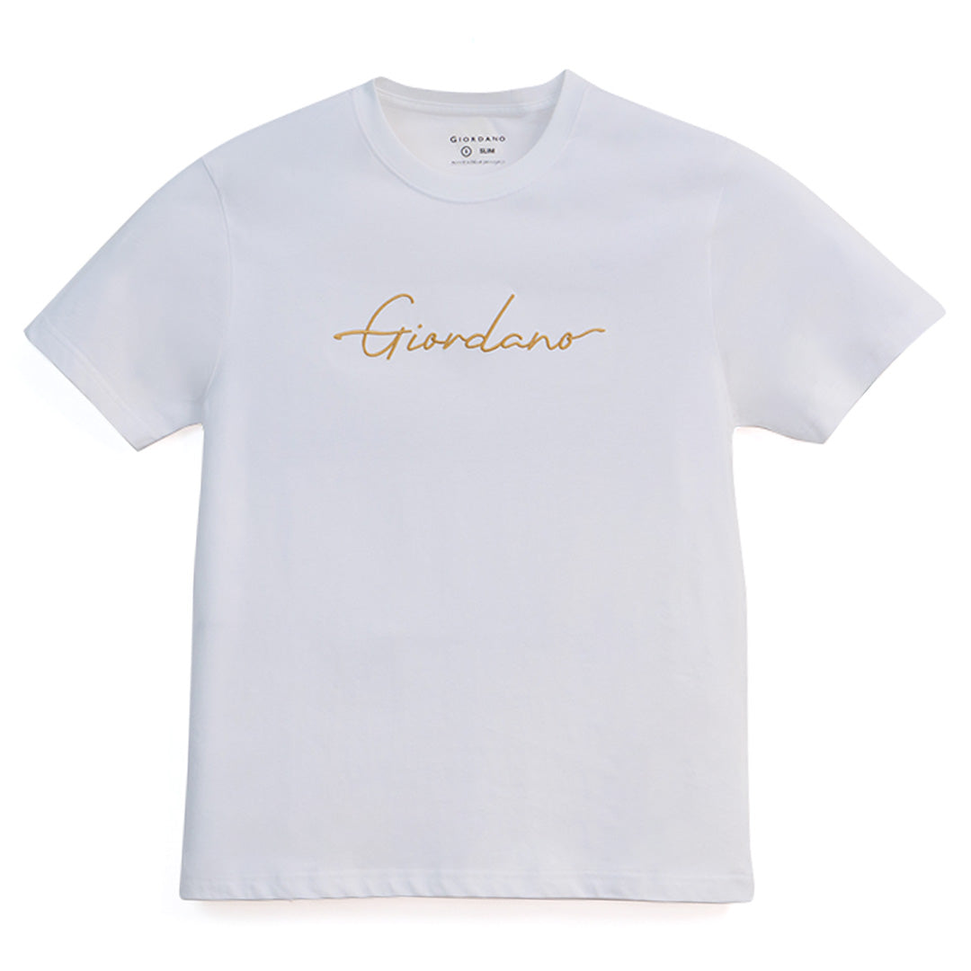 GIORDANO Men's Signature Logo Slim Fit Tee (01096203)