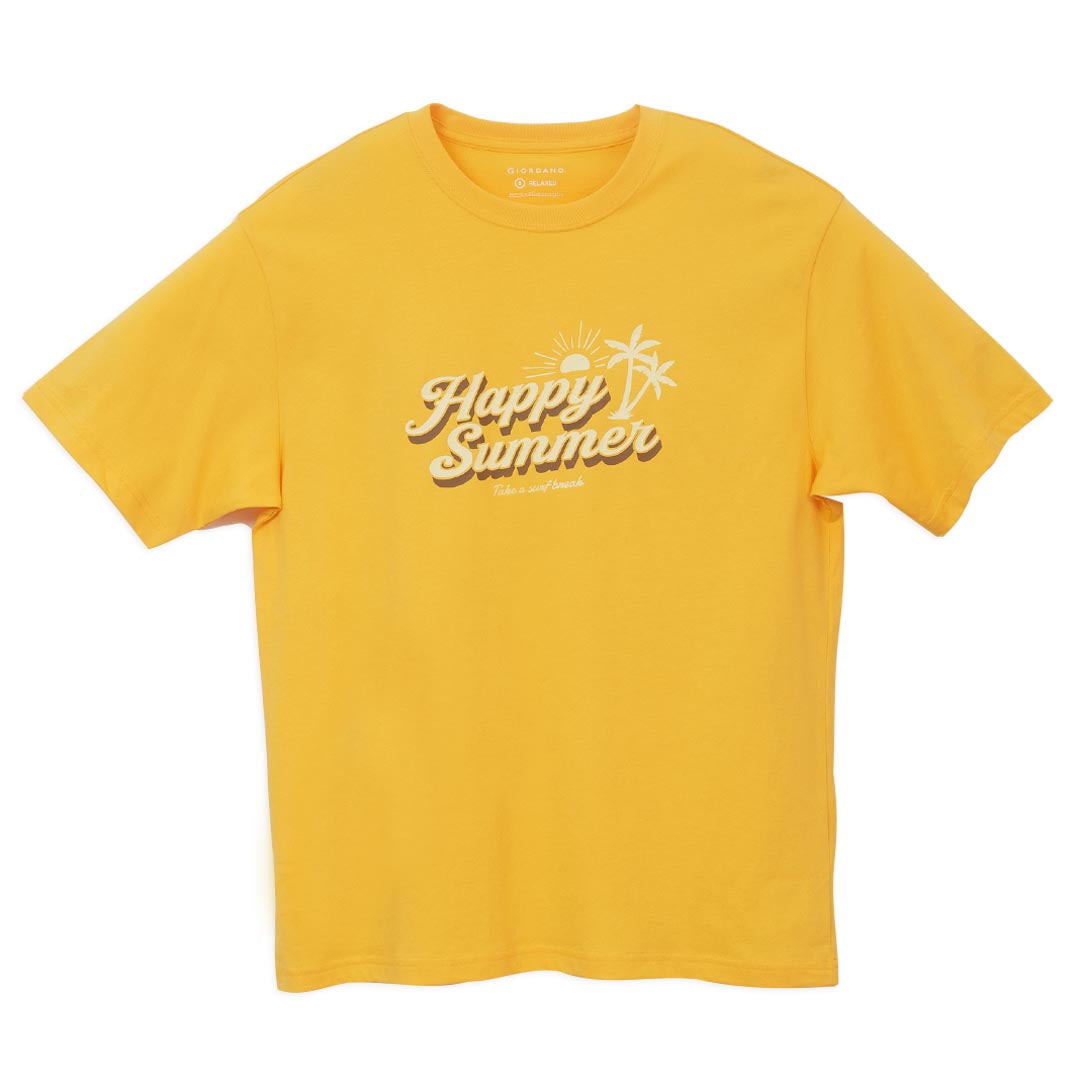GIORDANO Men's Happy Summer Cotton Jersey Relax Fit Printed Tee (01096346)