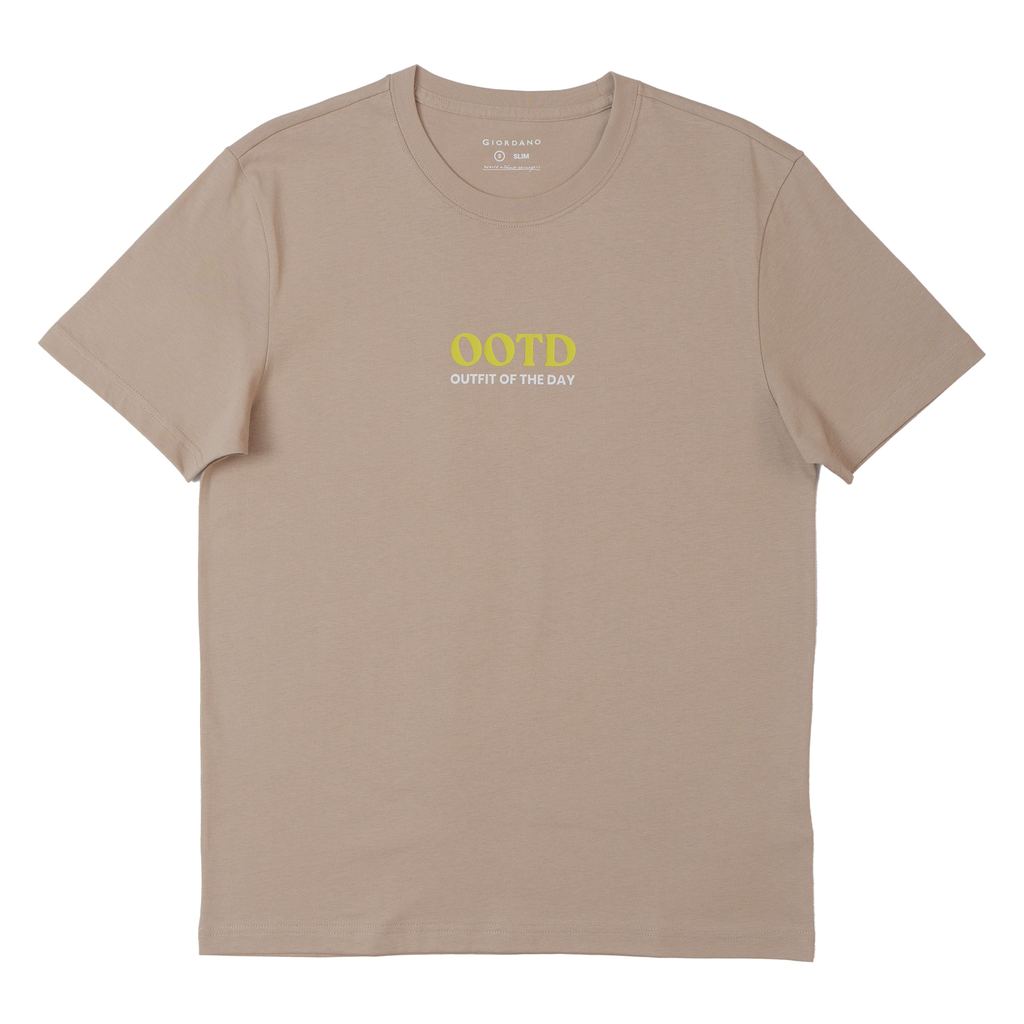 GIORDANO Men's Crew Neck Slim Fit Message Printed Tee (01095312)