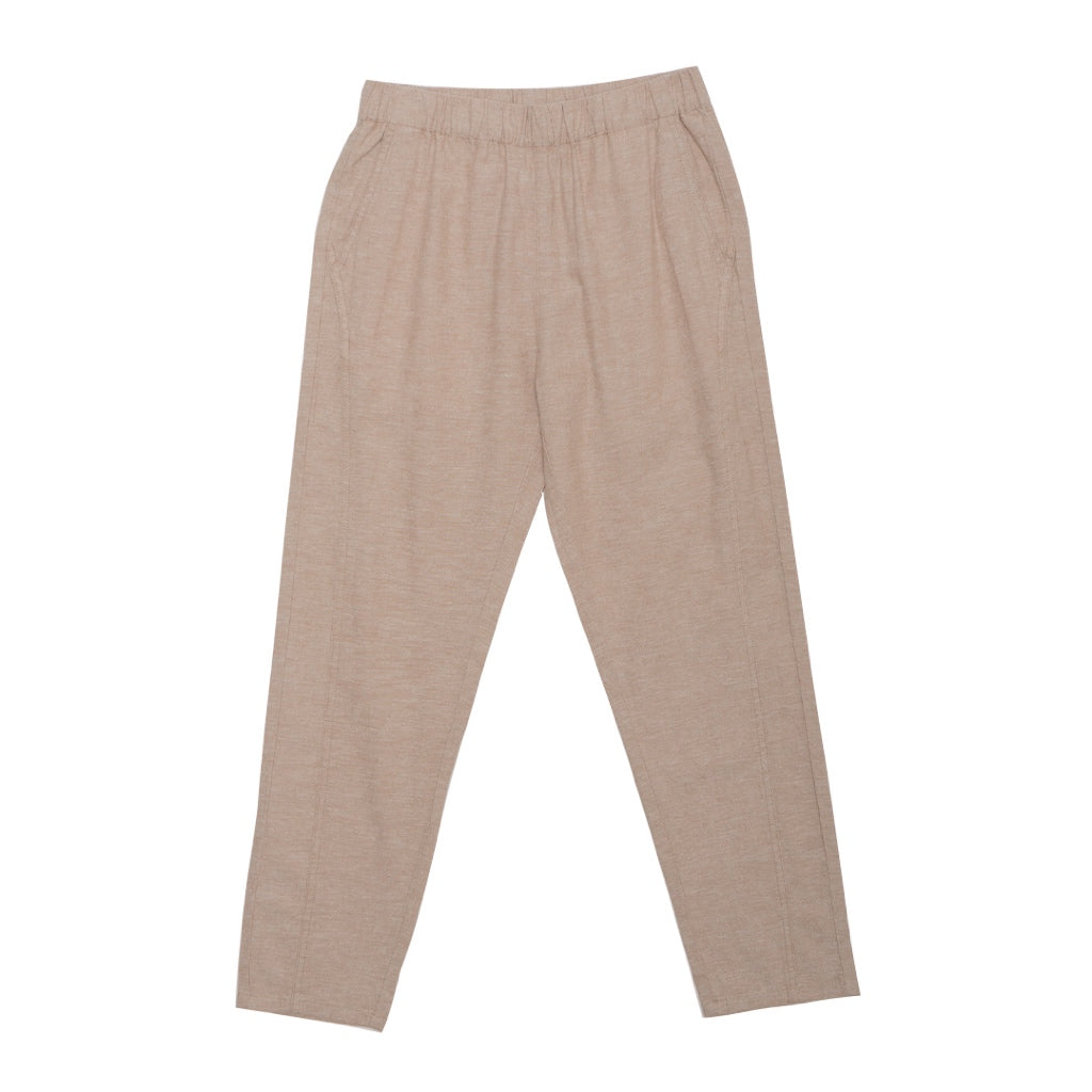 GIORDANO Women's Linen Cotton Mid Rise Regular Tapered Pants (05415201)