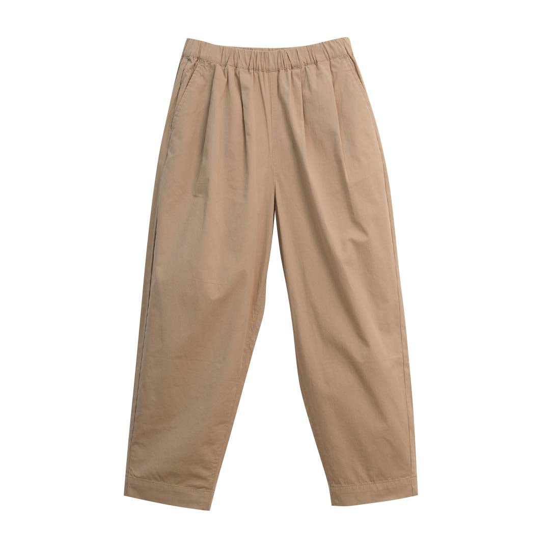 GIORDANO Women's Cotton Twill High Waist Relax Tapered Fit Audrey Pants (05425005)