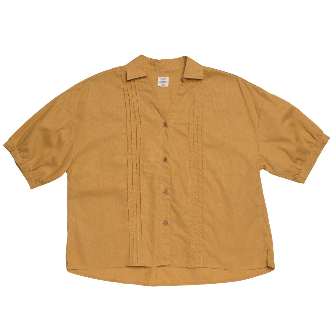 GIORDANO Women's�Cotton Linen Pleated Shirt  (05344209)