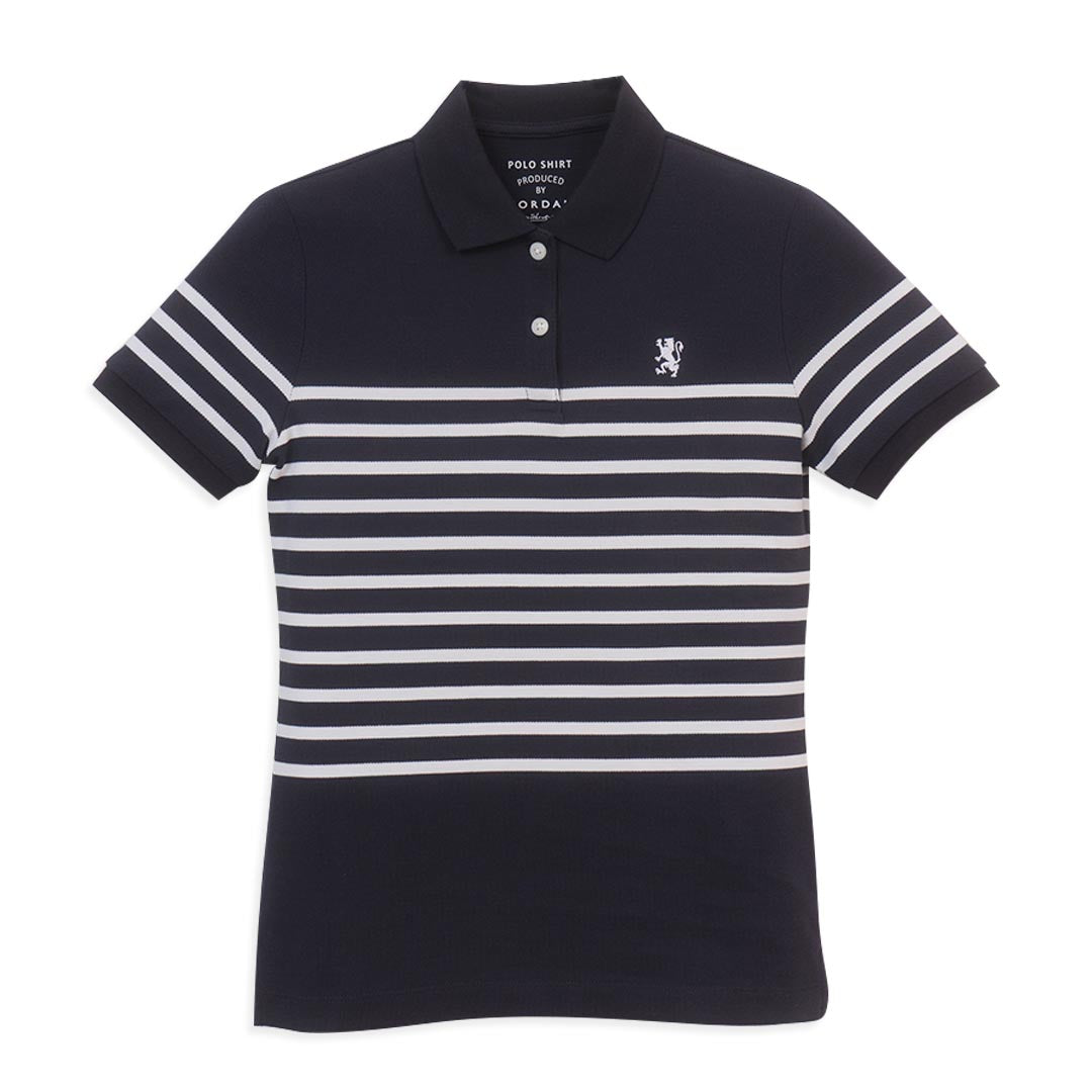 GIORDANO Women's Pique Knit Collar Slim Fit Stripe Polo (05316230)